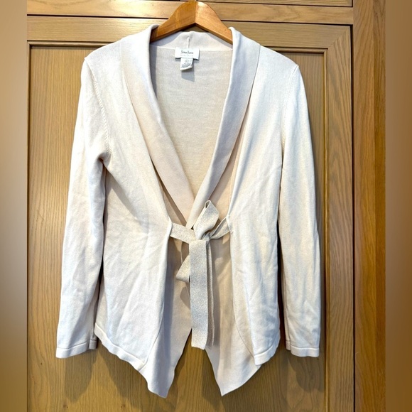 Vintage Neiman Marcus Exclusive Tie Front Cardigan Metallic Belt / large - Picture 1 of 9